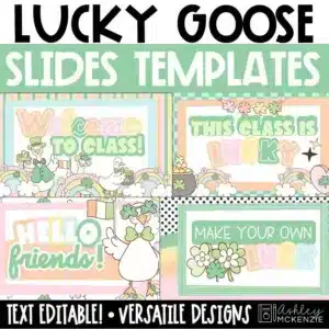 Lucky Goose themed March slides for St. Patrick's Day morning meetings and more