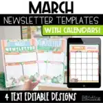 March Newsletter Template Editable Spring Newsletter and Calendar | compatible with Google Slides ™