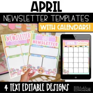 April newsletter templates and calendars