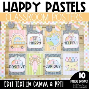 Happy pastel back to school posters