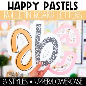 Happy pastel bulletin board letters for back to school displays