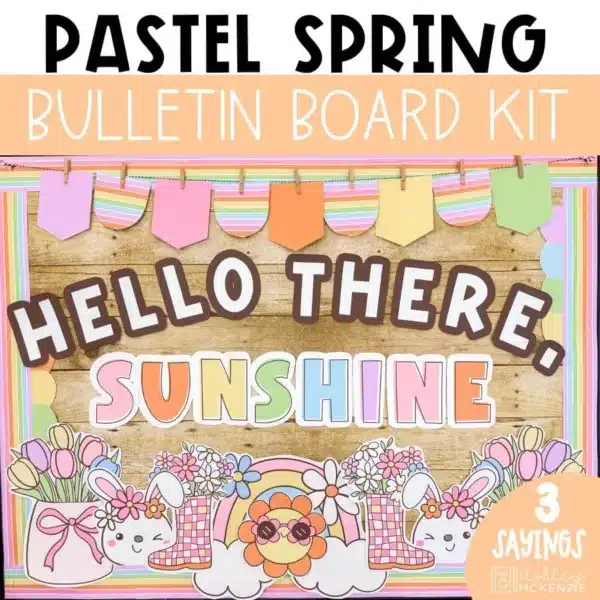 pastel-spring-bb-kit-Slide1 Pastel spring bulletin board kit with sunshine and tulips