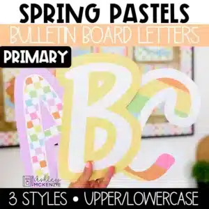 Pastel Spring bulletin board letters in primary font