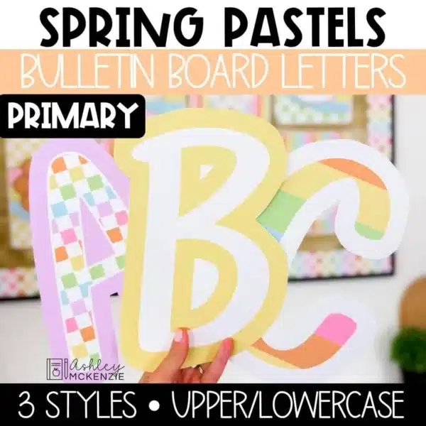 pastel-spring-primary-bb-letters-Slide1 Pastel Spring bulletin board letters in primary font