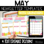May Newsletter Template Editable End of Year Newsletter and Calendar | compatible with Google Slides ™