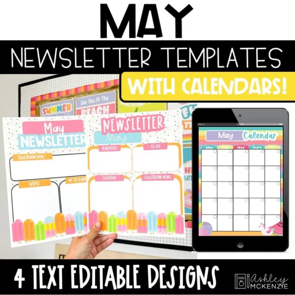 may-newsletters-Slide1 May newsletter templates are featured for end of year classroom communication