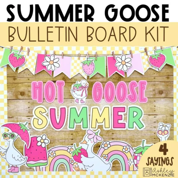 summer-goose-bulletin-board-Slide1 Summer bulletin board featuring the summer goose for end of year door decor