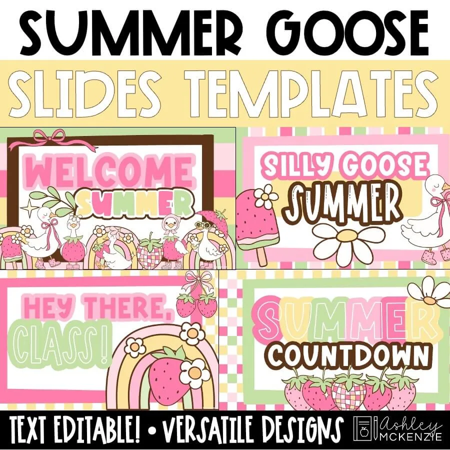 End of year slides perfect for May morning meeting slides routines with the Summer Goose