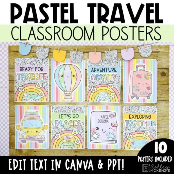 pastel-travel-posters-Slide1 Pastel back to school posters featuring a fun travel theme