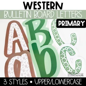 Western theme bulletin board letters in a primary font