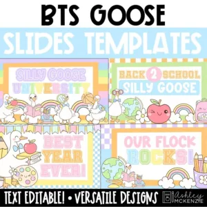 Back to school slides featuring the silly goose