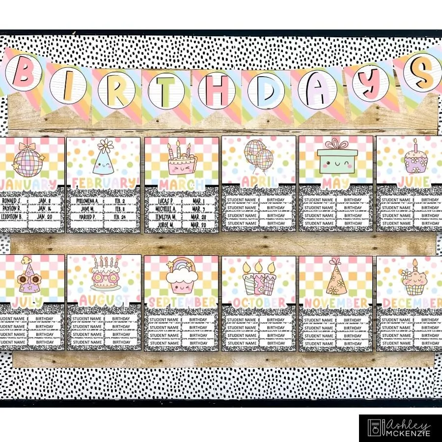 Happy Pastels birthday display example