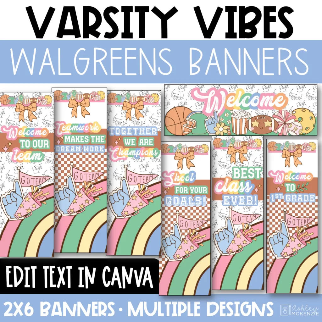Varsity vibes sports themed Walgreens Banners for door decorating