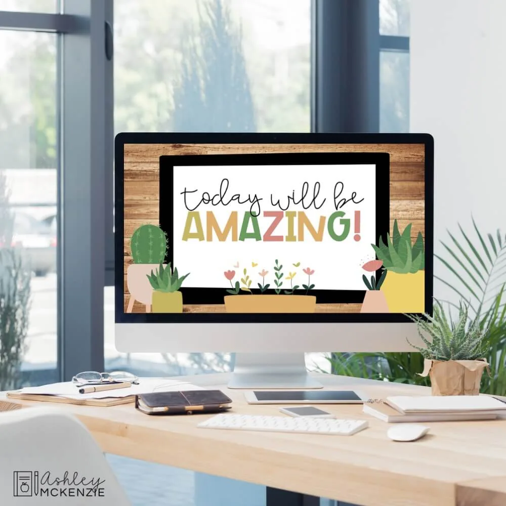 Fall themed daily classroom slides with a welcome message "today will be amazing"