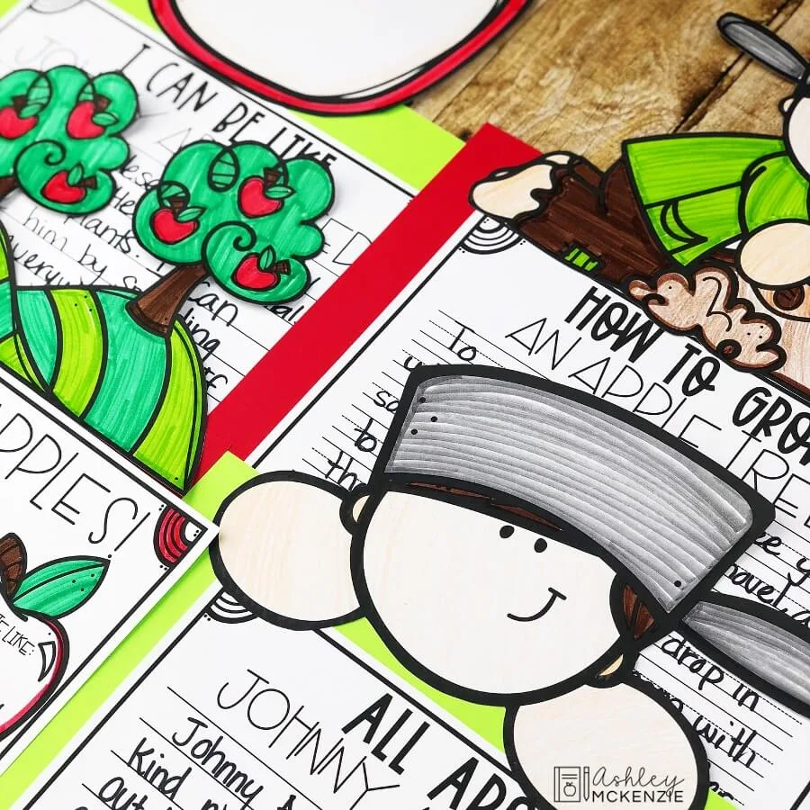 Fall writing activities featuring Johnny Appleseed