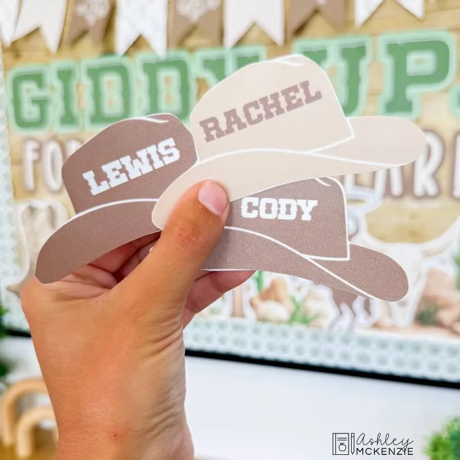 Cowboy hat cutouts for student names