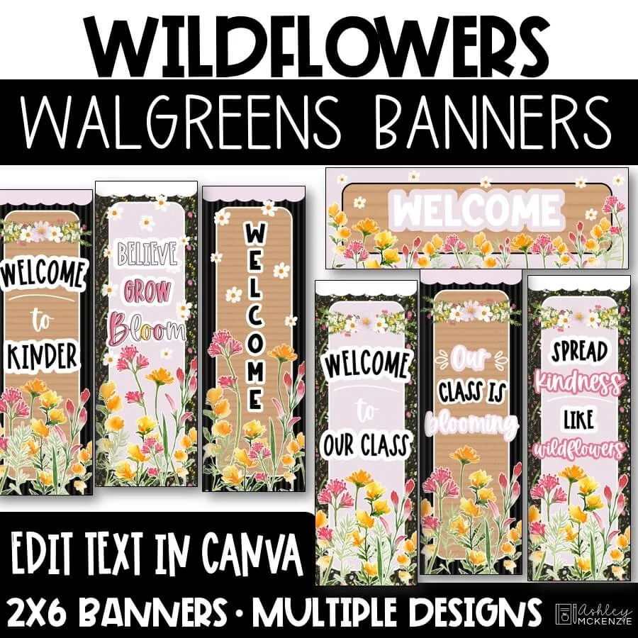 Wildflowers Walgreens Banners for back-to-school classroom decor ideas