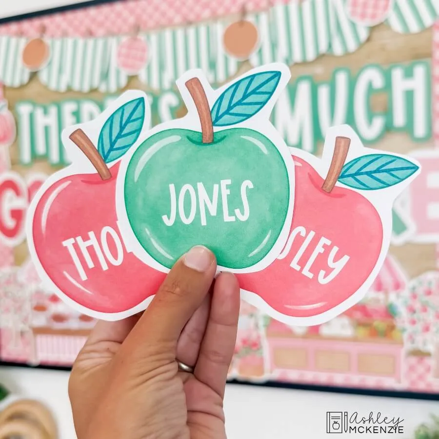 Printable apples that are text editable to add students' names to
