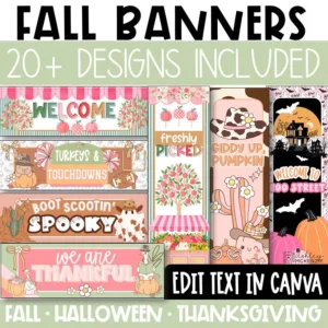 Fall banners for easy autumn door decor, text editable Walgreens banner designs