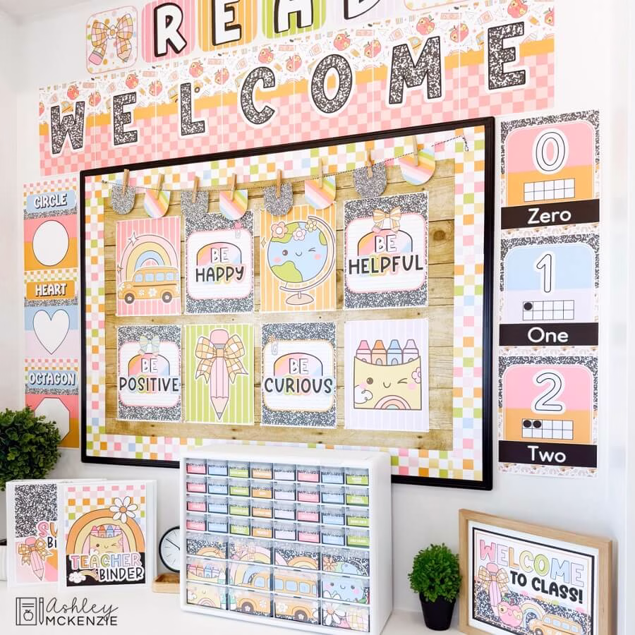 Happy Back to School Pastel Classroom Decor Bundle