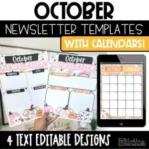 October newsletter templates with seasonal Halloween designs and calendars