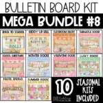 Monthly Bulletin Board Kits Bundle #8, Seasonal Classroom Decor for the Whole Year, Holiday Door Decor