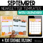 September Newsletter Template Editable Fall Newsletter and Calendar | compatible with Google Slides ™ and Canva