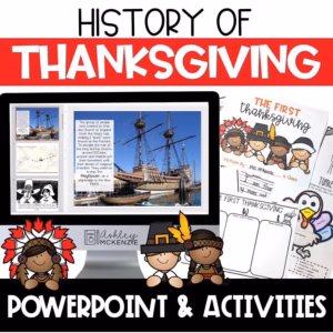 History of Thanksgiving PowerPoint lesson and activities for elementary students