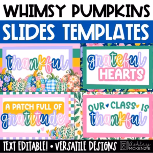 November slides for Thanksgiving morning meetings and more featuring Whimsy Pumpkins designs