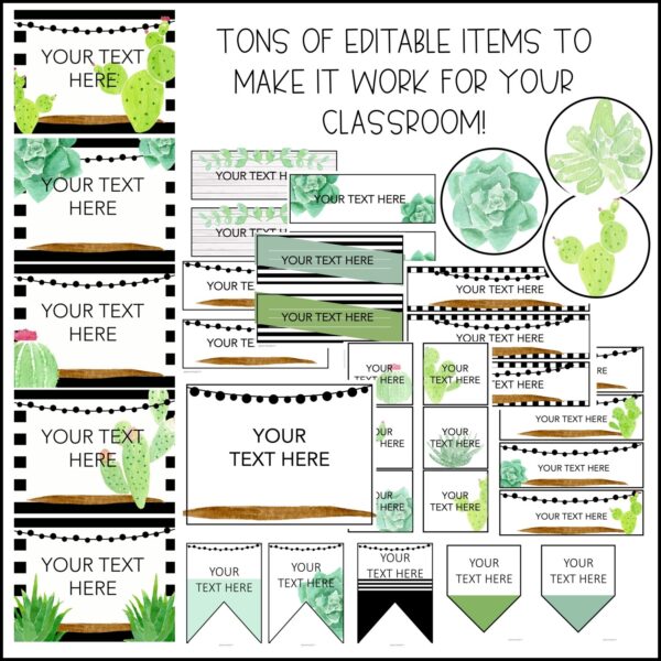 Watercolor Succulent and Cactus Classroom Decor Bundle Watercolor Succulent and Cactus Classroom Decor Bundle
