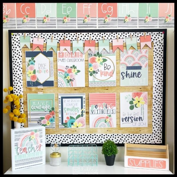 Boho Rainbow Flowers Classroom Decor Bundle Boho Rainbow Flowers Classroom Decor Bundle