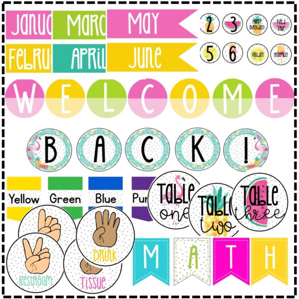 Tropical Flamingo Classroom Decor Bundle Tropical Flamingo Classroom Decor Bundle