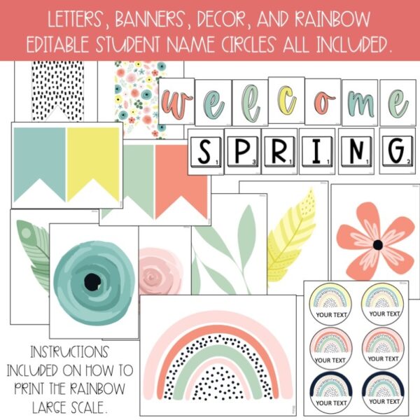Boho Rainbow Spring Bulletin Board or Door Decor Boho Rainbow Spring Bulletin Board or Door Decor