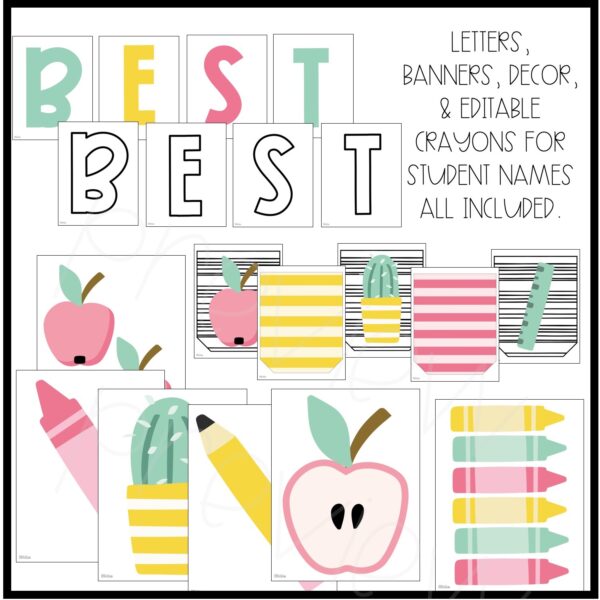 School Supplies Back To School Bulletin Board or Door Decor School Supplies Back To School Bulletin Board or Door Decor