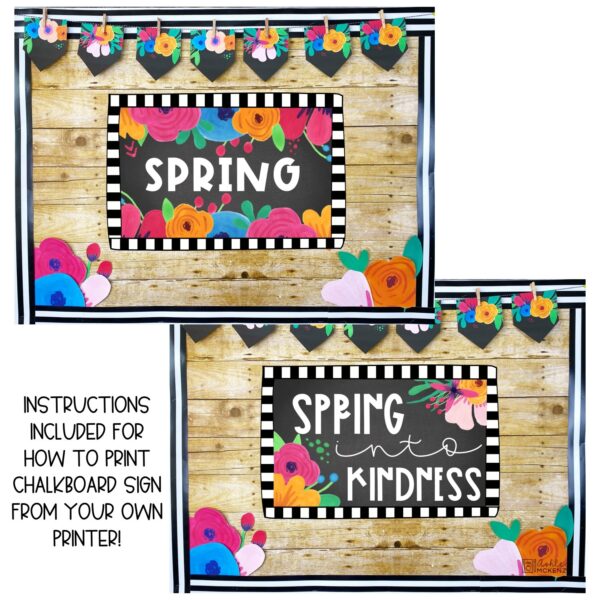 Spring Flowers Chalkboard Theme Bulletin Board Kit Spring Flowers Chalkboard Theme Bulletin Board Kit