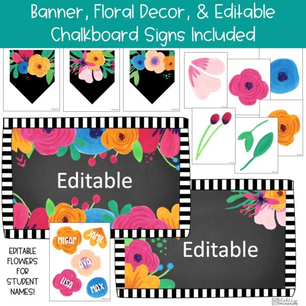 Spring Flowers Chalkboard Theme Bulletin Board Kit Spring Flowers Chalkboard Theme Bulletin Board Kit