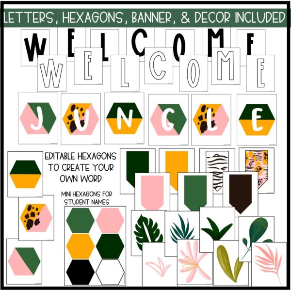 Modern Jungle Back To School Bulletin Board or Door Decor Modern Jungle Back To School Bulletin Board or Door Decor