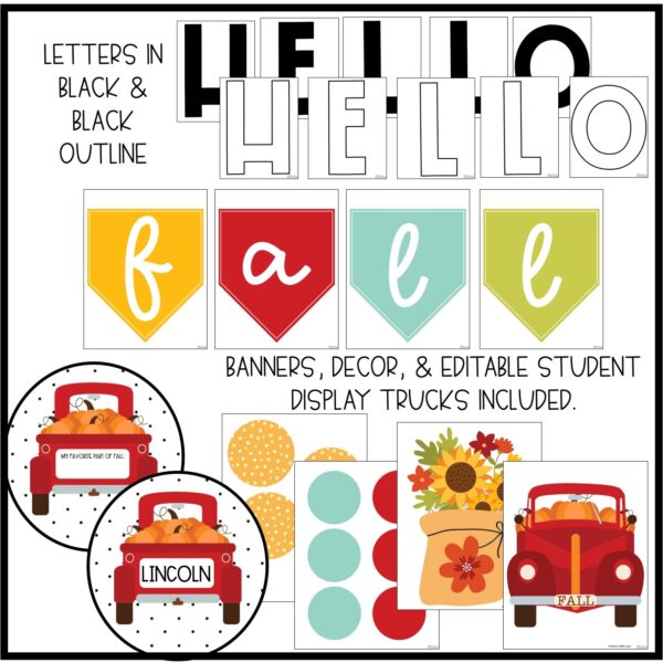 Fall Red Truck Theme Bulletin Board or Door Decor Fall Red Truck Theme Bulletin Board or Door Decor