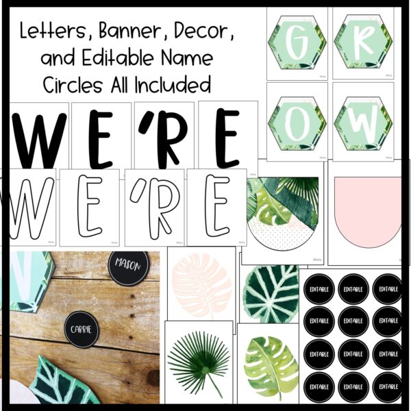 Modern Tropical Back to School Bulletin Board or Door Decor Modern Tropical Back to School Bulletin Board or Door Decor
