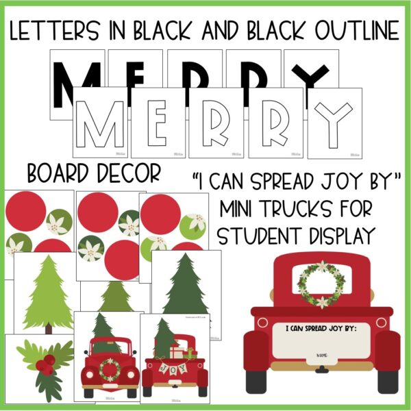 Christmas Tree Little Red Truck Bulletin Board or Door Decor Christmas Tree Little Red Truck Bulletin Board or Door Decor