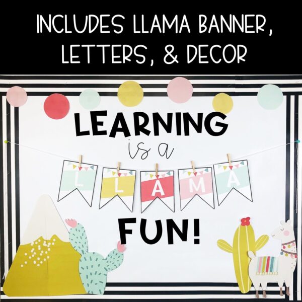 Llama and Cactus Bulletin Board and Door Decor Llama and Cactus Bulletin Board and Door Decor