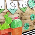 Watercolor Succulent & Cactus Back To School Bulletin Board or Door Decor