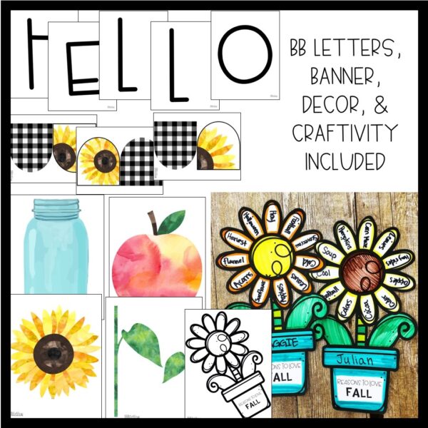 Fall Sunflower Theme Bulletin Board or Door Decor Fall Sunflower Theme Bulletin Board or Door Decor