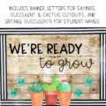 Watercolor Succulent & Cactus Back To School Bulletin Board or Door Decor