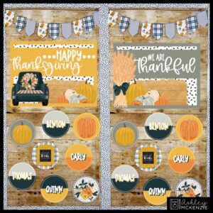 Thanksgiving Plaid Classroom Door Decor Kit
