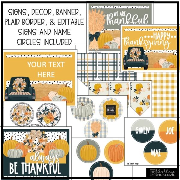 Thanksgiving Plaid Classroom Door Decor Kit Thanksgiving Plaid Classroom Door Decor Kit