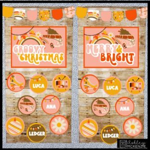 Christmas Retro Theme Classroom Door Decor Kit Christmas Retro Theme Classroom Door Decor Kit