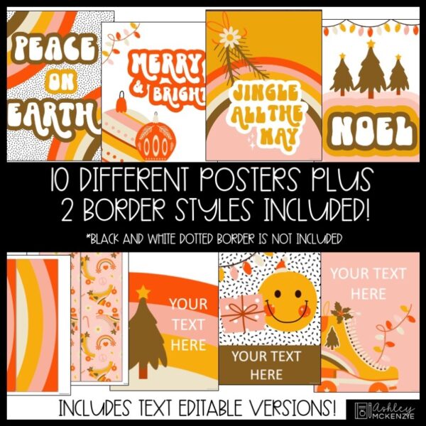 Christmas Retro Theme Classroom Posters - Editable! Christmas Retro Theme Classroom Posters - Editable!
