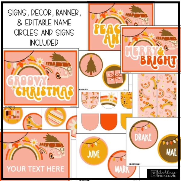 Christmas Retro Theme Classroom Door Decor Kit Christmas Retro Theme Classroom Door Decor Kit