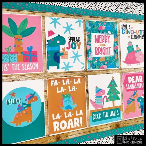 Christmas Dinosaur Theme Classroom Posters - Editable! Christmas Dinosaur Theme Classroom Posters - Editable!